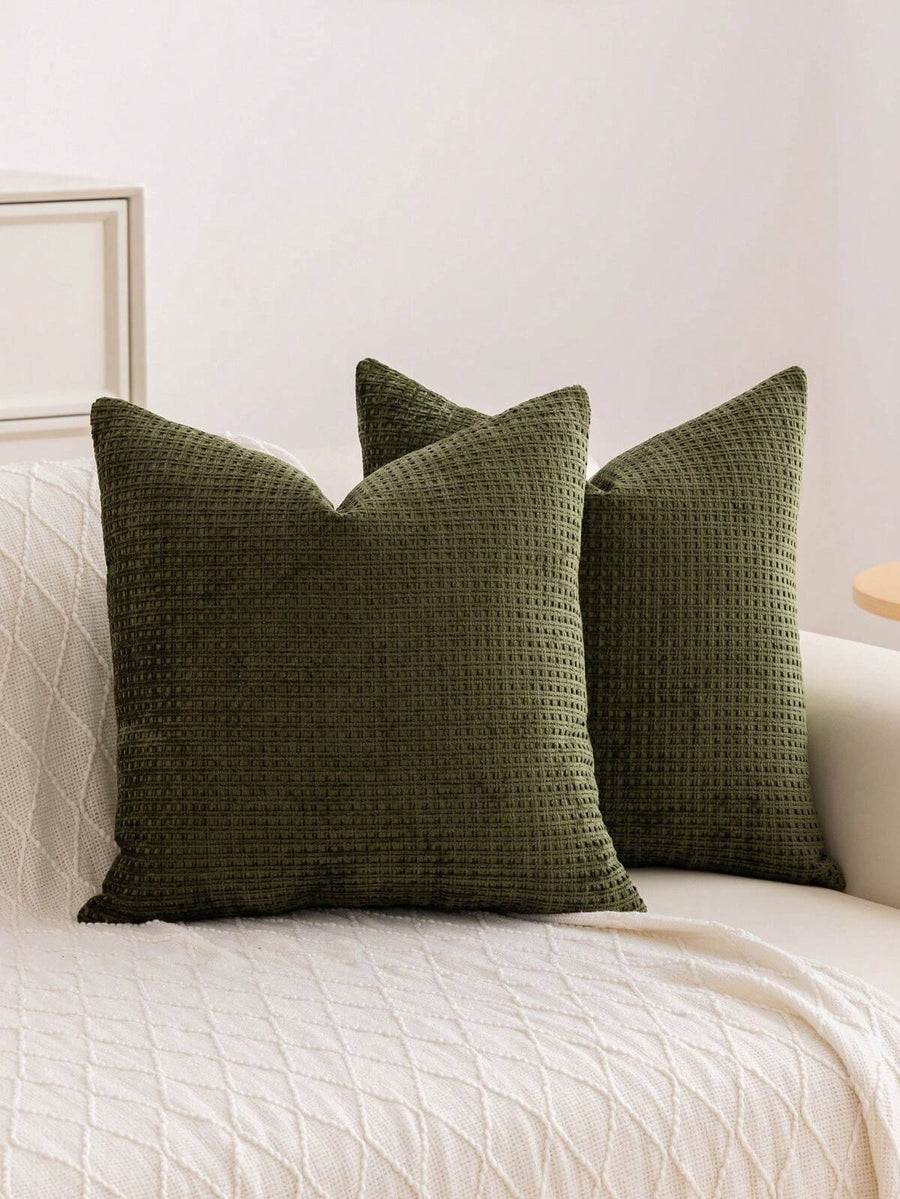 1pc Chenille Decorative Pillow Cover, Soft Woven Texture Luxury Cushion Cover For Bed And Living Room Sofa